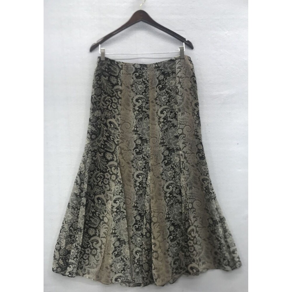 Tape Measure Womens Skirt Size 8 Black Beige Floral Faux Lace Fit Flare Romantic